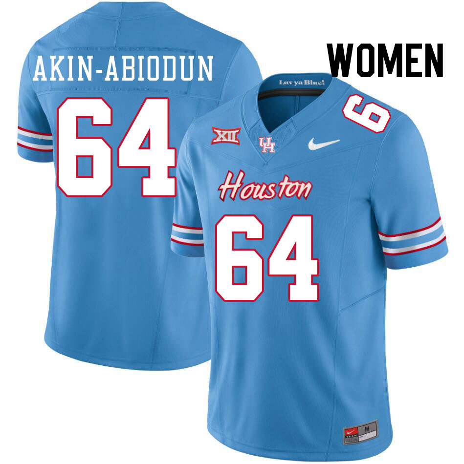 Women #64 Ezekiel Akin-Abiodun Houston Cougars College Football Jerseys Stitched-Oilers